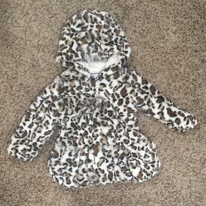 Girls fuzzy leopard coat
